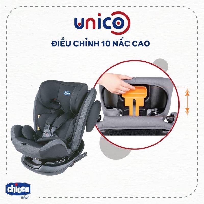 [Mã MKBC13 giảm 80k đơn 1 triệu] GHẾ NGỒI Ô TÔ XOAY 360 CHICCO UNICO ISOFIX 0-12Y