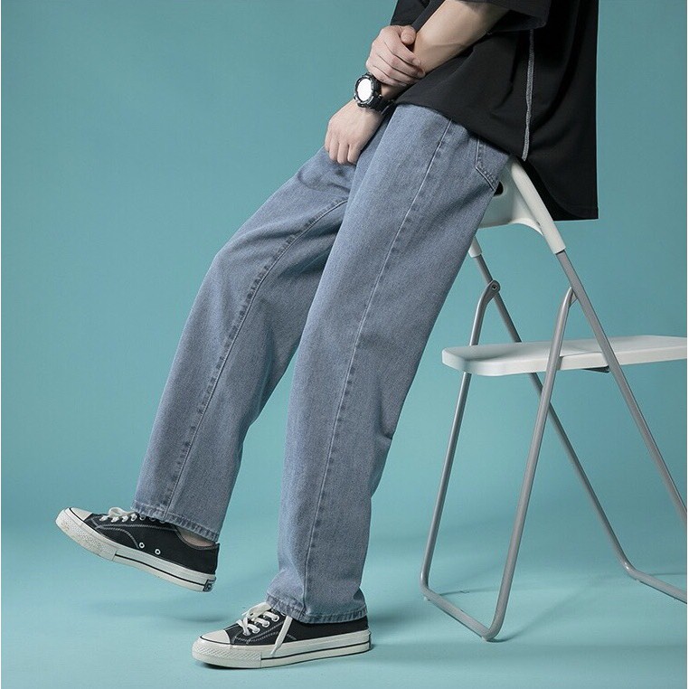 Quần Jeans, baggy jean đen nam ống suông, rộng, hottrend 2021