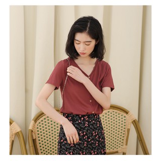Áo thun basic cổ tim | Ginkgo Clothing