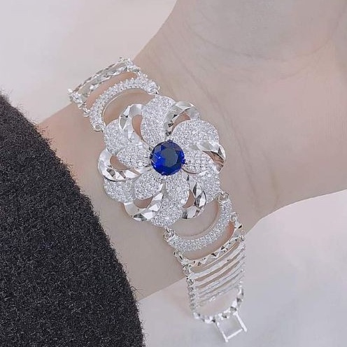Lắc tay bạc ta bản to mặt hoa hàng cao cấp
