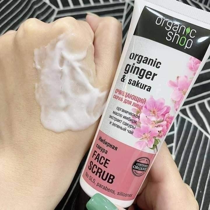 Tẩy da chết vùng mặt Organic Shop chiết xuất hạt cà phê trắng da se khít lỗ chân lông ngăn ngừa mụn