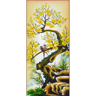 Tranh đính đá tự làm- tranh hoa mai vàng