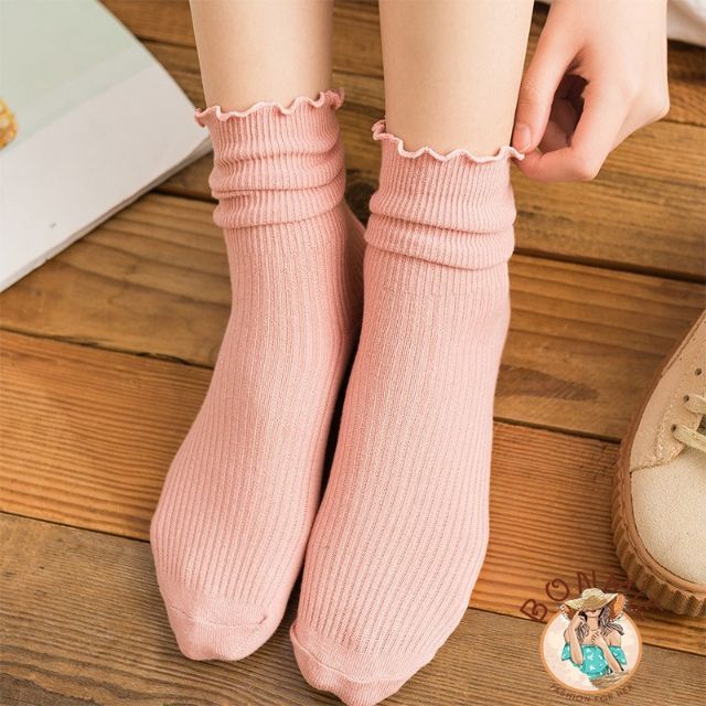 Tất vớ nữ nhún bèo cao cổ phong cách vintage
