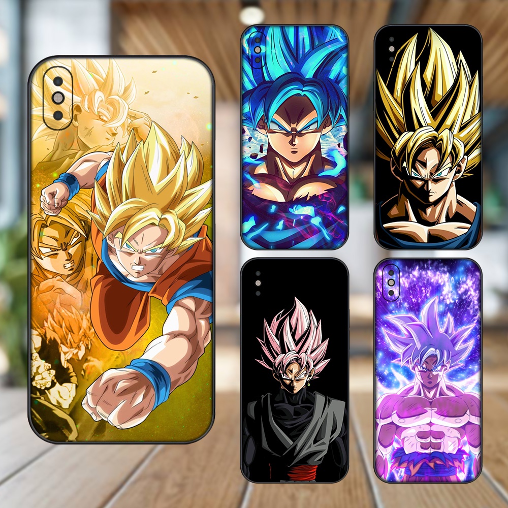 Ốp lưng iPhone Xs Max dẻo đen cạnh vuông in hình Goku Dragon Ball
