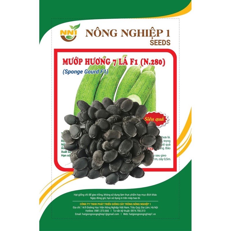 HẠT GIỐNG MƯỚP HƯƠNG 7 LÁ F1 (N.280) gói 2 gam 20 hạt
