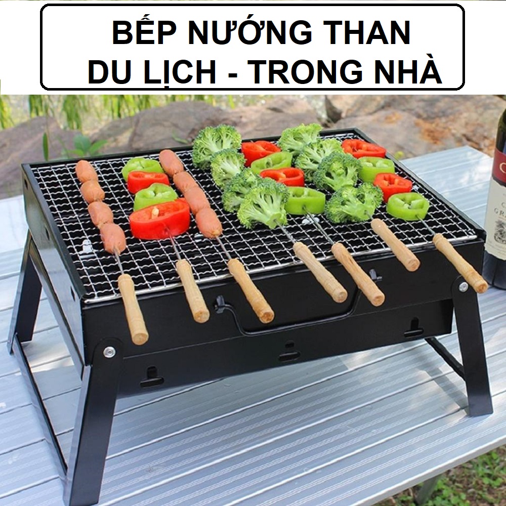 Bếp nướng than hoa hình chữ nhật gấp gọn dã ngoại du lịch ngoài trời không khói. Hàng Dầy - Phụ Kiện Mall