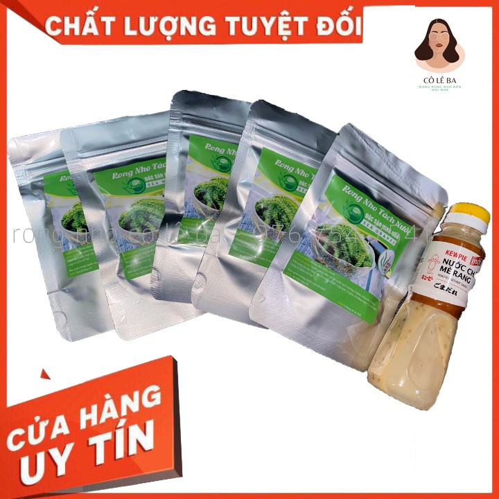 Combo 5 Gói Rong Nho Tách Nước Khánh Hoà 100Gr + 1 chai sốt Kewpie 180ml