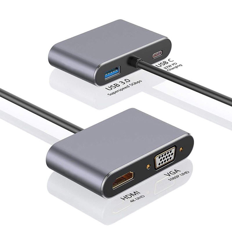 Bộ Chuyển Đổi 4 Trong 1 Type C Sang Vga Hdmi Cho Pro / Macbook-Gray | BigBuy360 - bigbuy360.vn