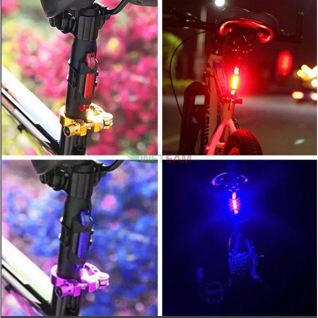 Đèn xe đạp đèn báo hiệu gắn đuôi xe đạp 5 bóng LED có cổng sạc USB