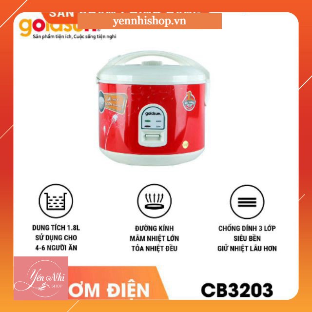 [chính hãng] Nồi cơm điện goldsun CB3203 dung tích 1.8l | BigBuy360 - bigbuy360.vn