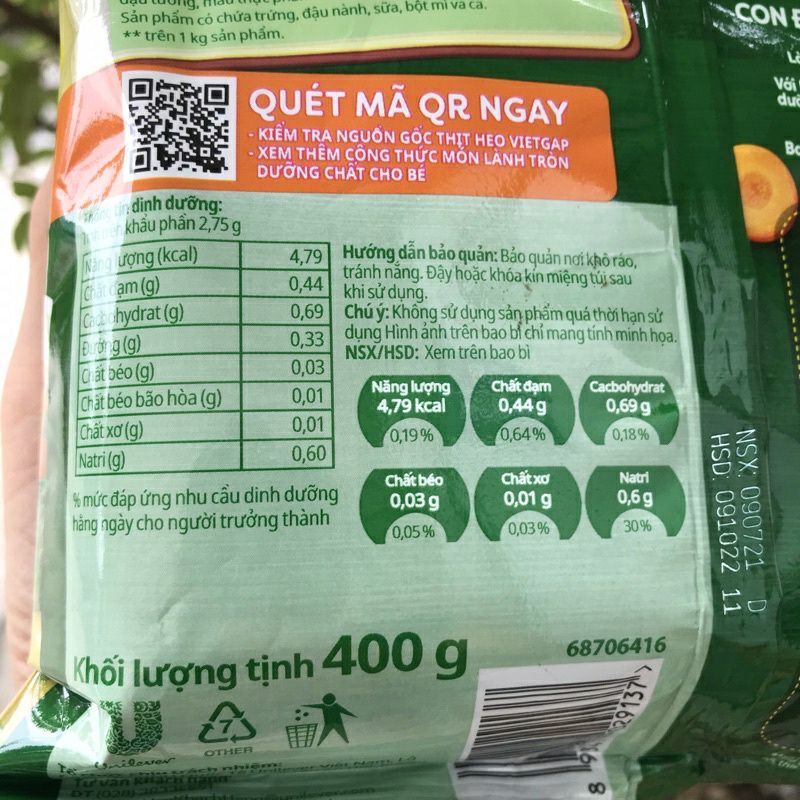 Hạt nêm knorr thịt thăn. xương ống &amp; tủy bổ sung vitamin a 900g