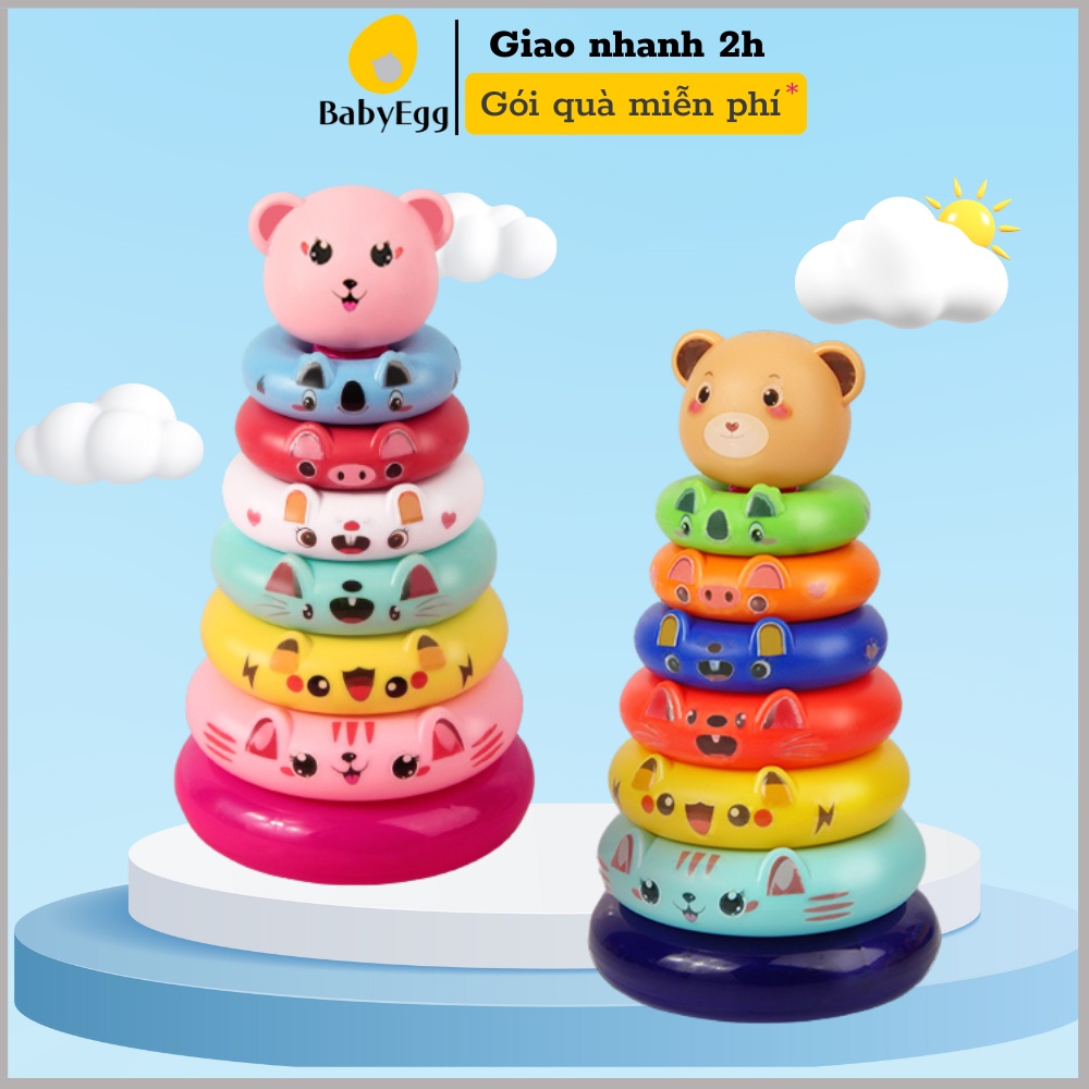 Tháp Xếp Chồng Cầu Vồng Vòng Tròn RÈN LUYỆN TƯ DUY Đồ chơi trẻ em giáo dục montessori cho bé trai gái 1 2 3 tuổi