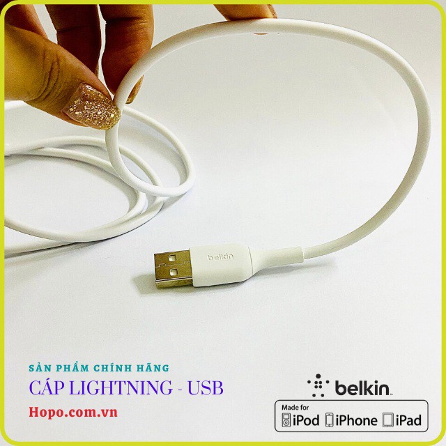 [SIÊU CHẤT] Cáp Sạc Nhanh Belkin Chính Hãng BOOST CHARGE:tm: Lightning To USB-A 1m. Hai Màu Trắng/ Midnight. Hàng Fullox