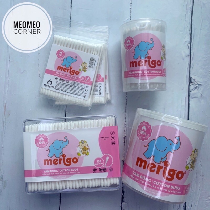 Tăm bông trẻ em Merigo - Misuta 400 que - V-coool 200 que