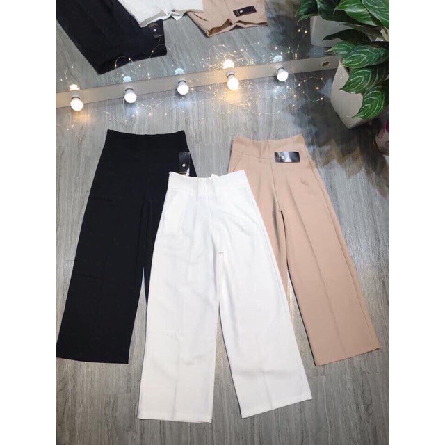 { EVACICI } Quần ống rộng cạp cao khoá sườn- Quần culottes cạp cao - quần cạp cao khoá sườn - quần ống suông evacici