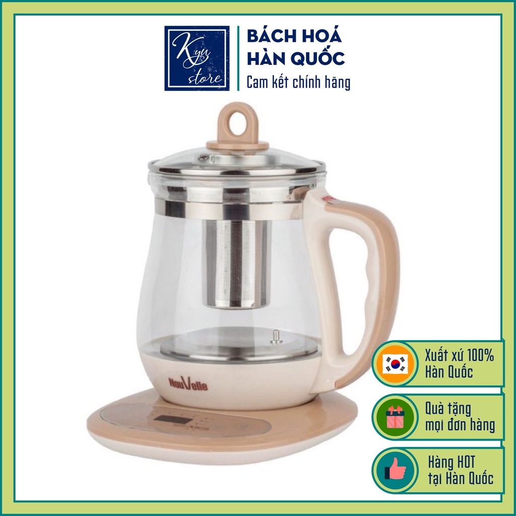 Ấm đun nước pha trà/ cà phê NOVELLE Hàn Quốc có màn hình tự điều chỉnh nhiệt độ chạy điện đa năng