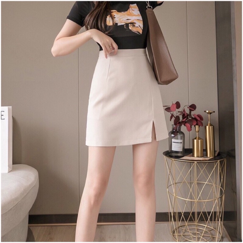 Chân váy ngắn chữ A Madela xẻ tà công sở có quần lót trong