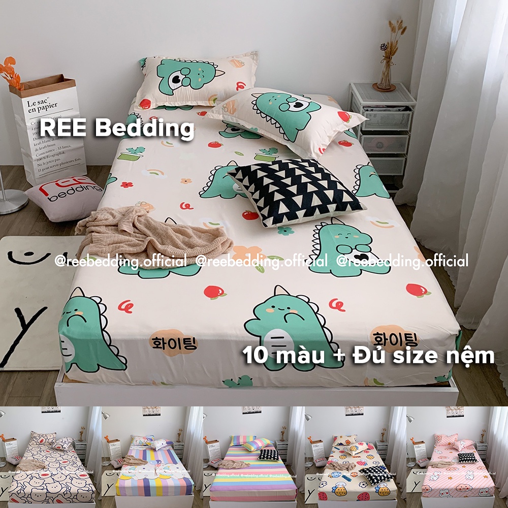 Bộ Ga Giường Và Vỏ Gối Ree Bedding Plc146 Chất Poly Cotton Đủ Size Nệm 1M2, 1M4, 1M6, 1M8