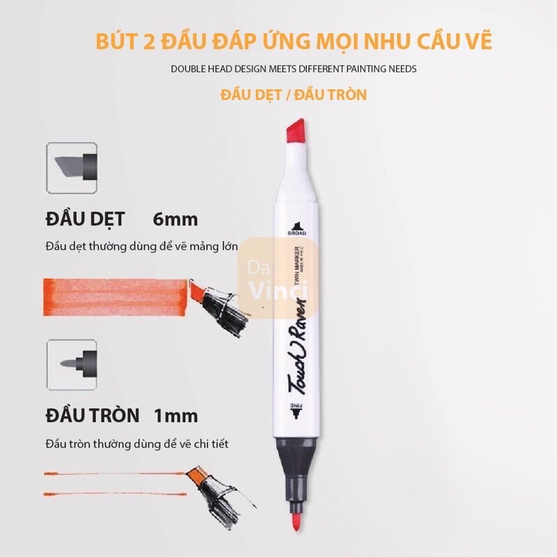 [ DaVinci ] Bút Marker Touch Raven Bộ 6 Màu Da - Màu Marker cho học sinh