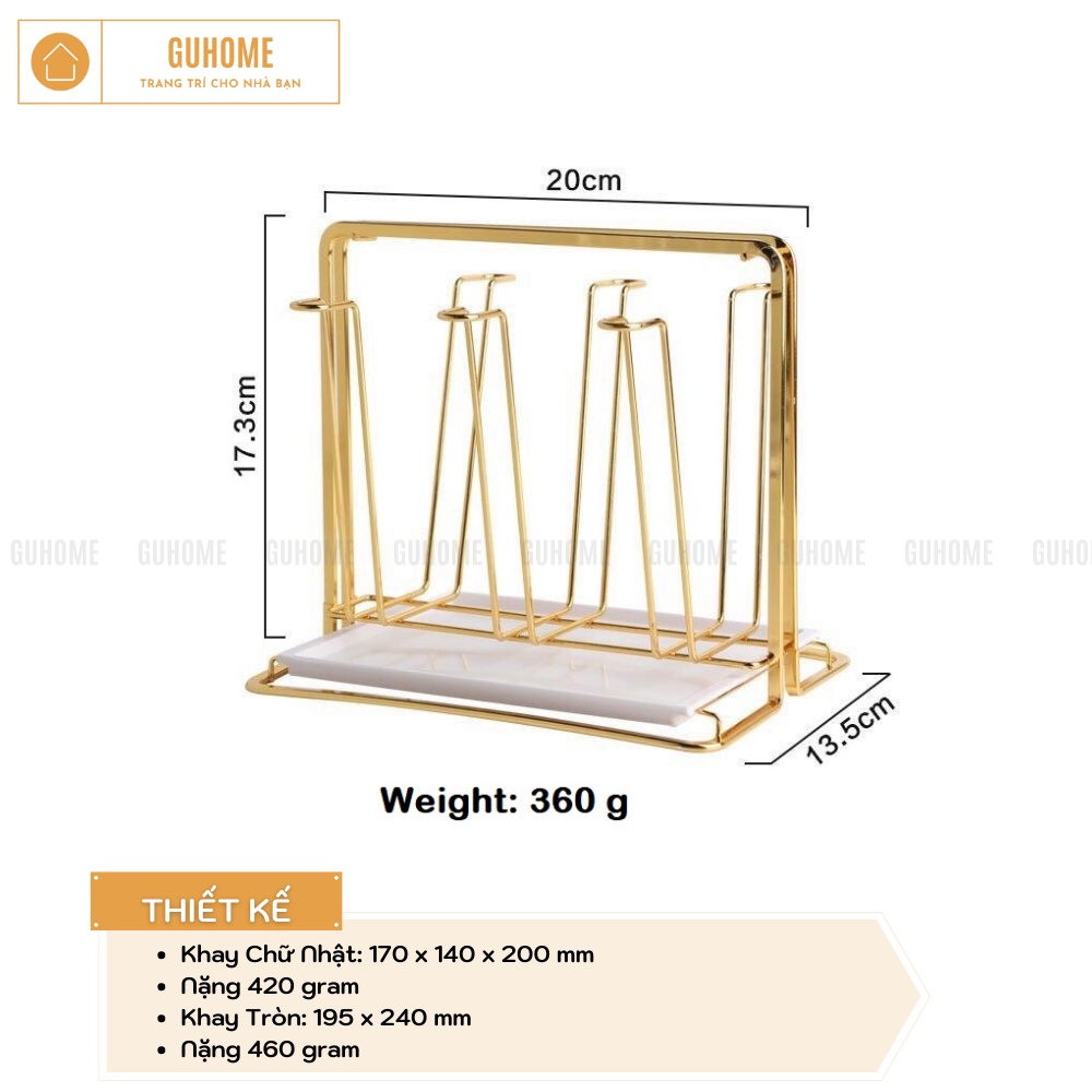 KHAY ÚP CỐC, ÚP LY HỢP KIM MẠ VÀNG KÈM KHAY HỨNG NƯỚC CAO CẤP [ BẢO HÀNH 6 THÁNG ]