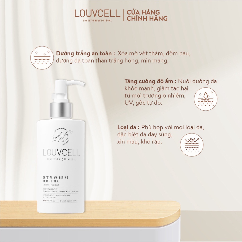 Kem dưỡng trắng body cấp ẩm Louv Cell Crystal Whitening Body Lotion 300 ml