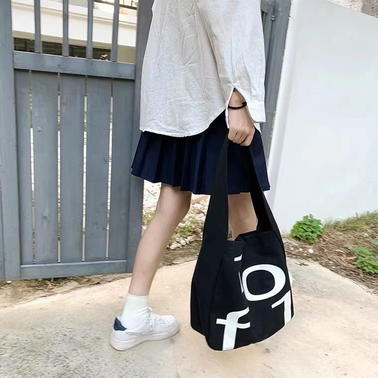 Túi Xách Canvas Cỡ Lớn In Chữ Dễ Thương Thời Trang Mùa Hè