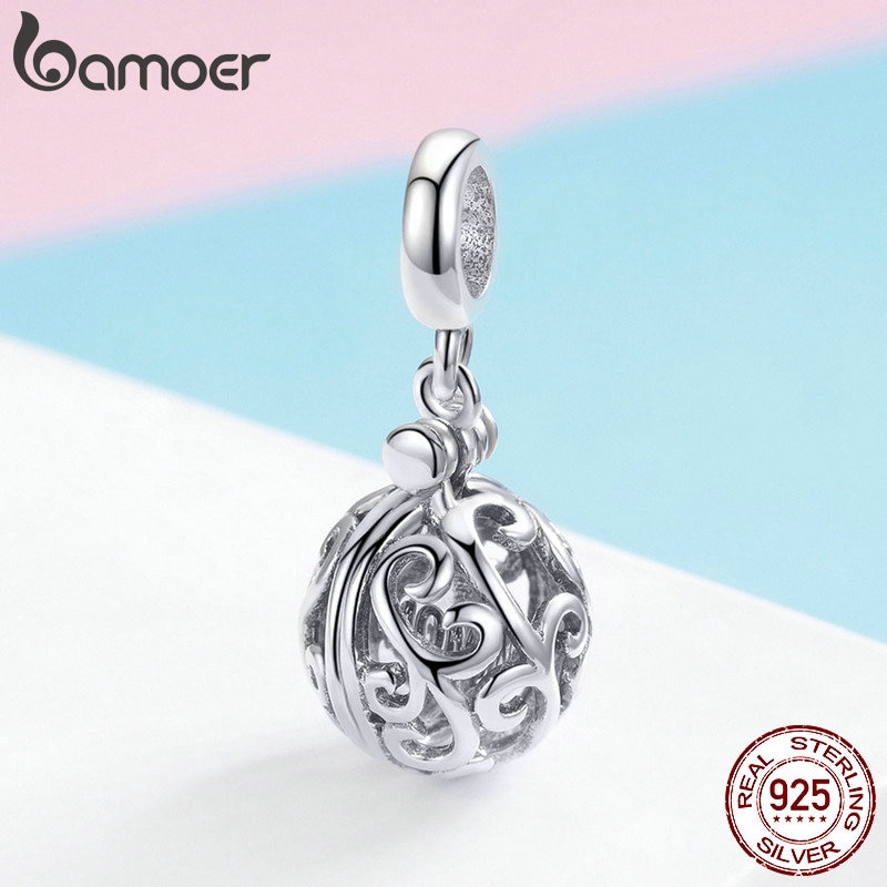 Mặt trang sức BAMOER SCC1008 bằng bạc thiết kế xinh xắn dùng làm vòng tay DIY