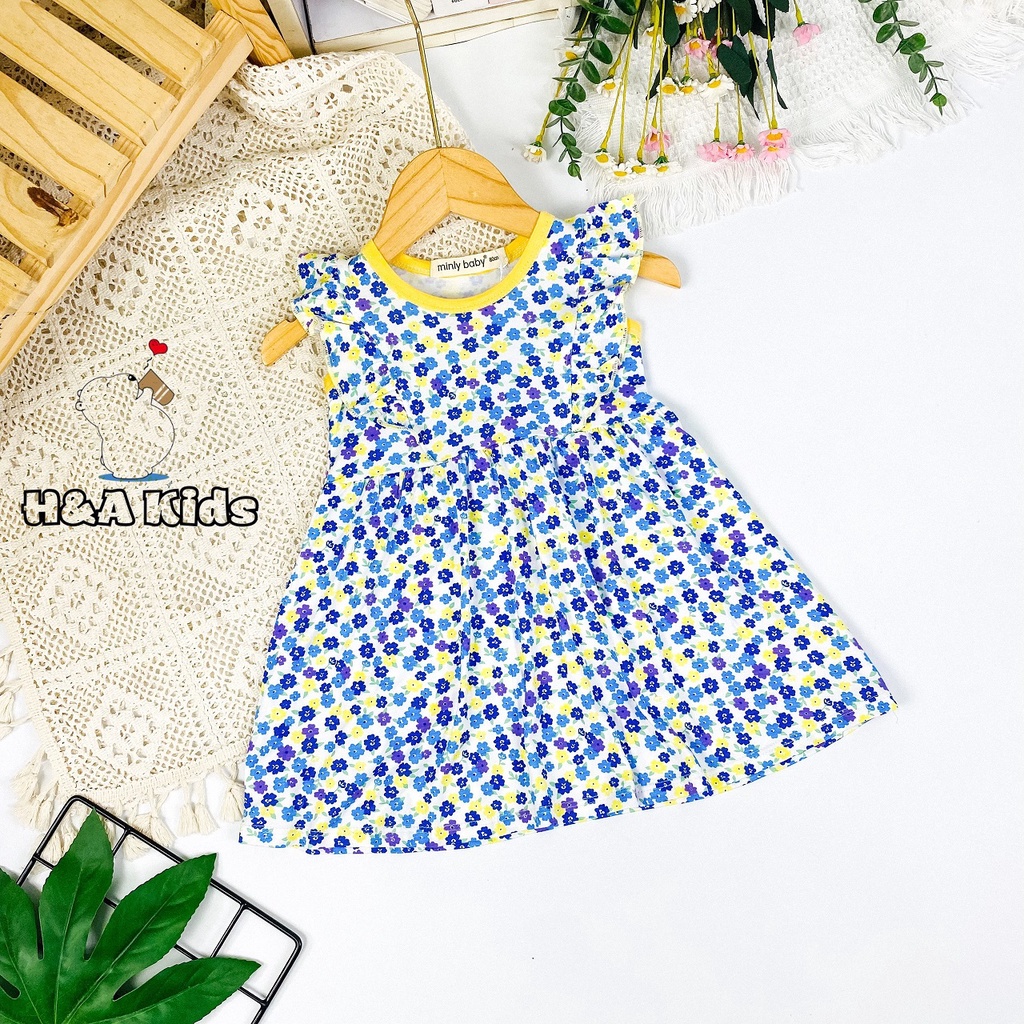 [Bé 8-22kg] Váy đầm bé gái vải thun lạnh Minlybaby in họa tiết toàn thân cho bé gái - Unibaby Store - VDBG4