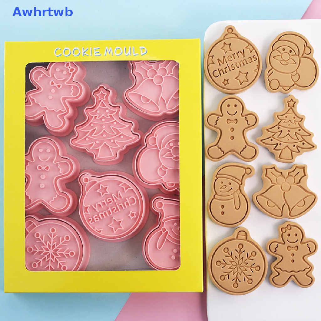 Set 8 Khuôn Cắt Bánh Quy Tạo Hình 3D Chủ Đề Giáng Sinh Mới