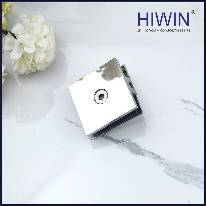 Kẹp chân kính 0 độ cabin tắm cạnh vát chất liệu inox 304 mặt gương HIWIN FC-2080