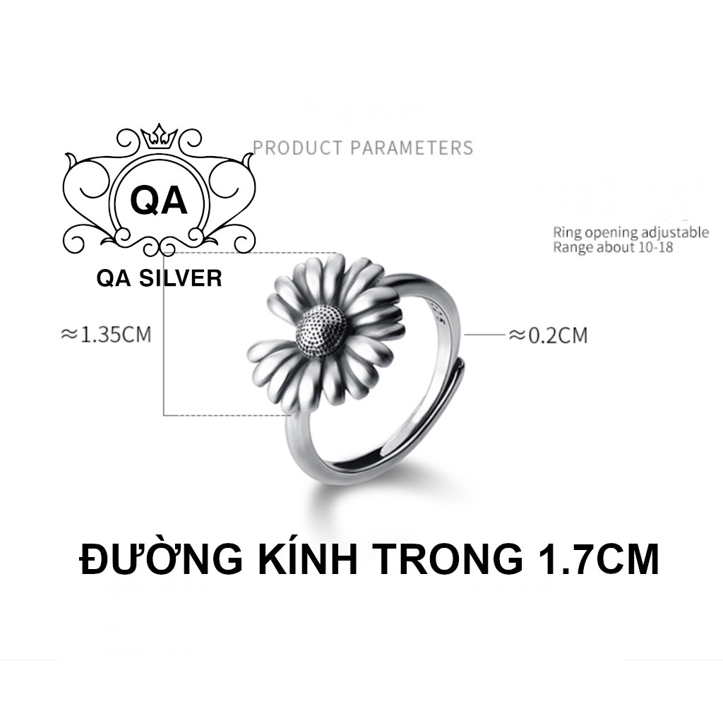 Nhẫn bạc hoa cúc họa mi thái nhẫn nữ hở S925 DAISY Silver Ring QA SILVER RI200502