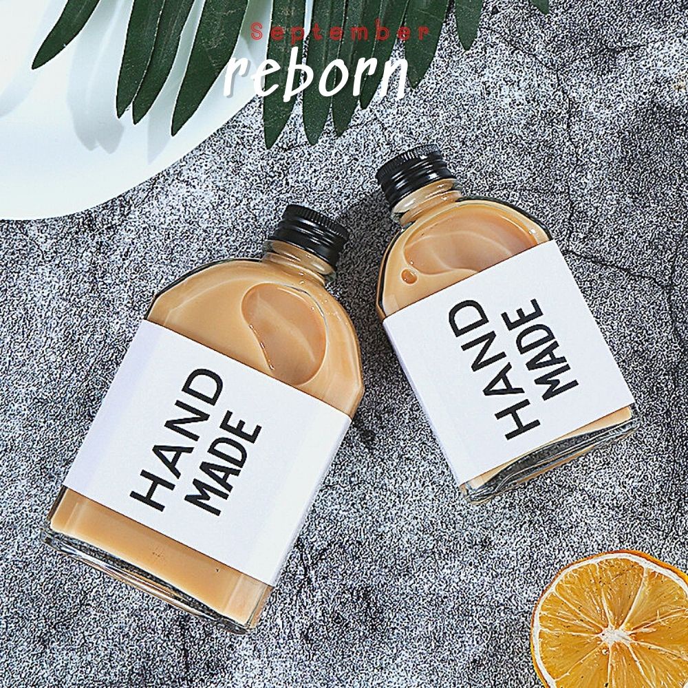 Chai đựng trà sữa 250ml, lọ thủy tinh dẹt vai bầu phong cách hiện đại 9Reborn