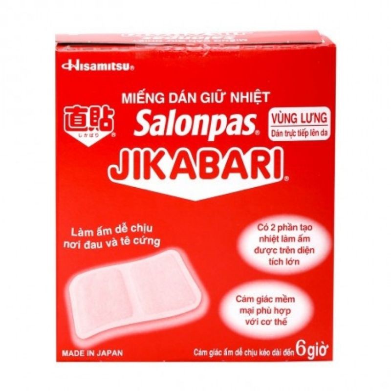 1 Miếng Dán Giữ Nhiệt Salonpas Jikabari: Giữ ấm cơ thể khi lạnh và Giảm đau bụng kinh.