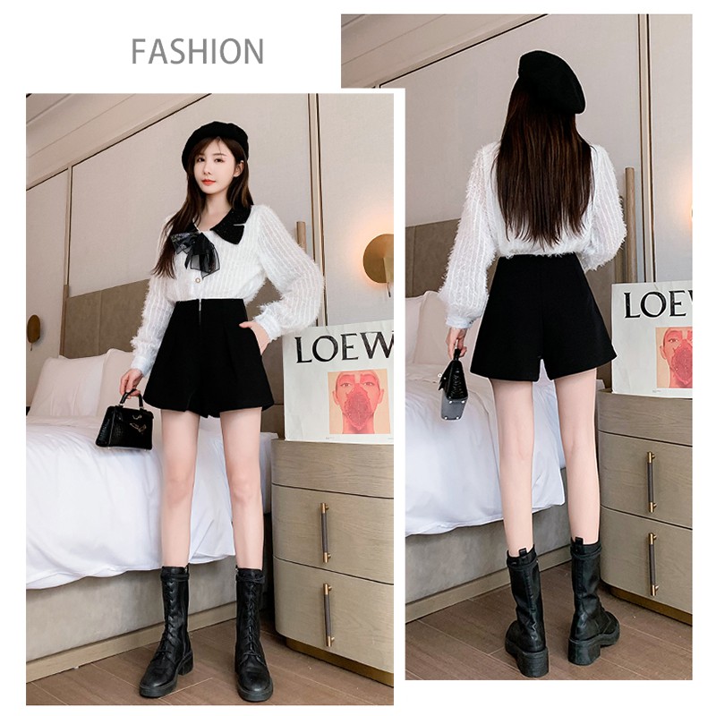 Quần short đùi lưng cao 4 li dây kéo giữa hottrend