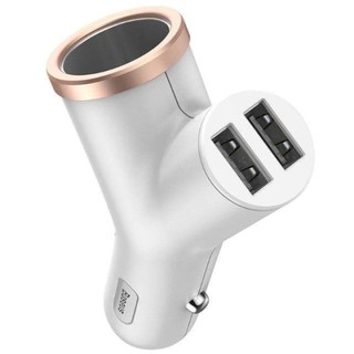 Củ sạc trên ô tô Baseus 3 trong 1 có 2 cổng USB sạc cho điện thoại và 1 cổng tẩu 12V BH 18 tháng