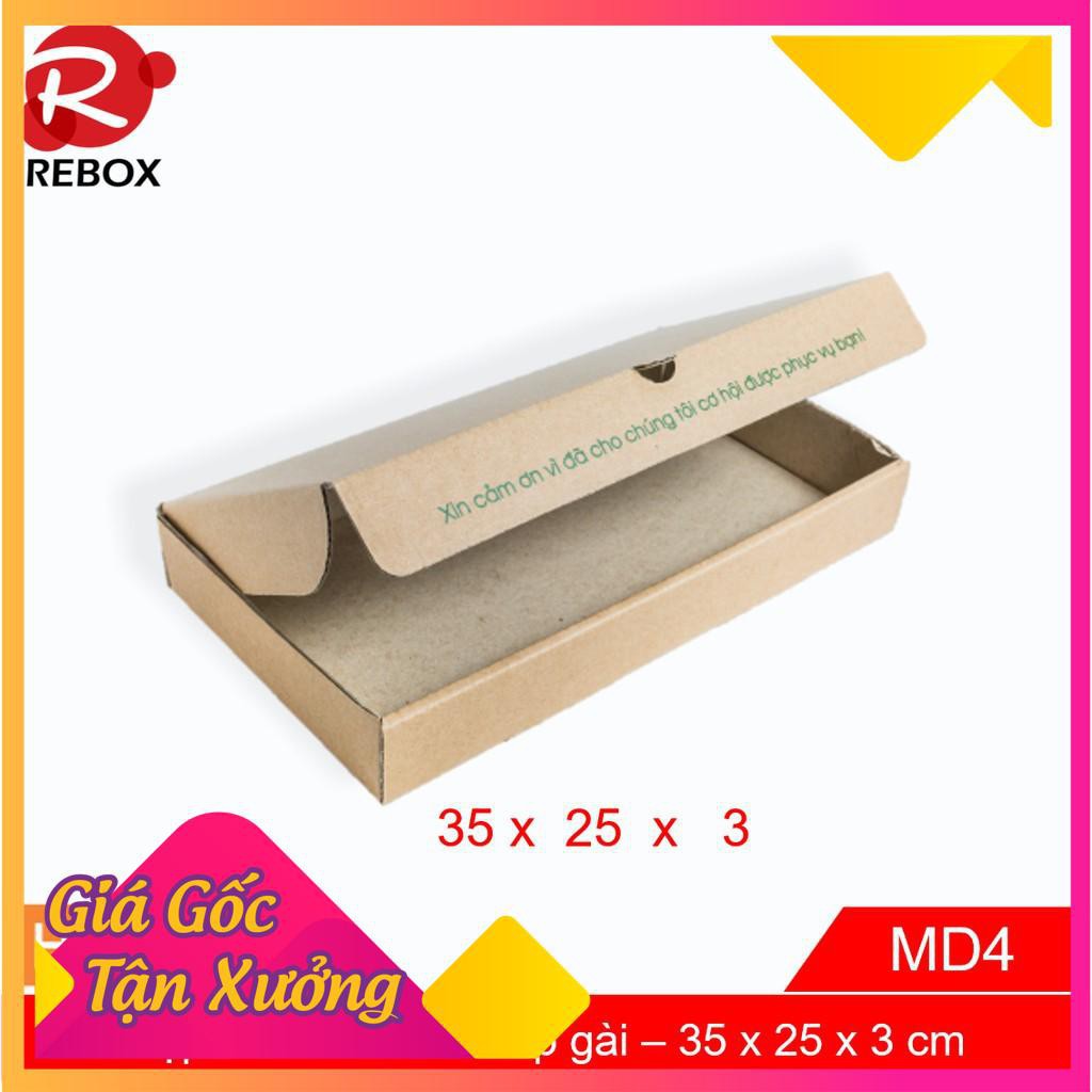 Hộp Carton 35x25x3 - 100 hộp gói hàng quần áo nắp cài siêu dày giá xưởng - hộp trơn