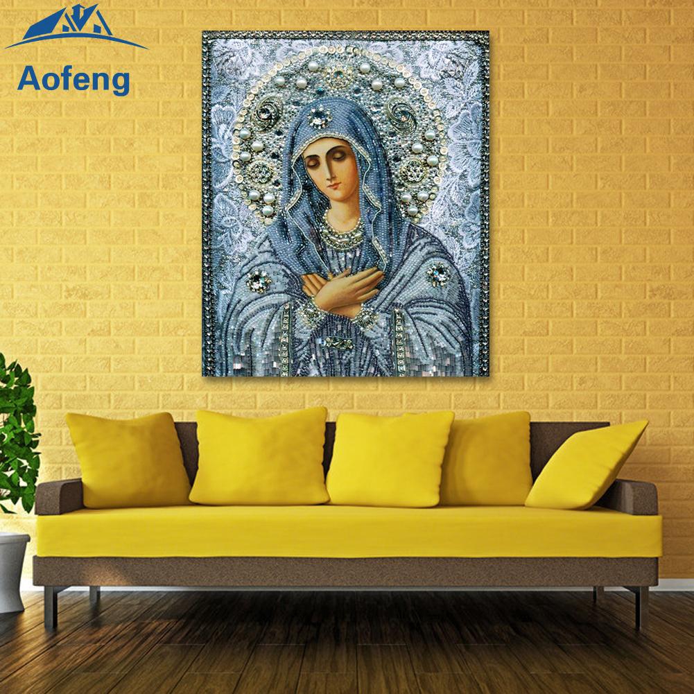 Bộ tranh đính đá trang trí nội thất hình Đức mẹ Maria 5D