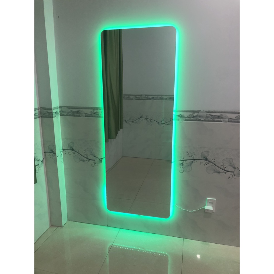 60x168cm Gương soi toàn thân treo tường bo góc đèn led 16 màu