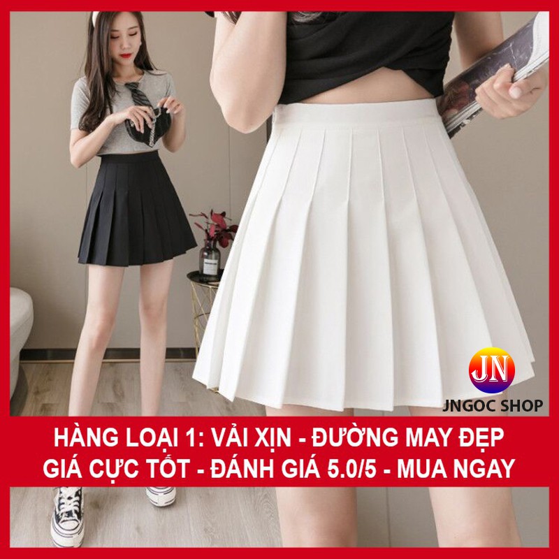 Chân váy ngắn xếp ly lưng cao, Chân váy xòe chữ A cạp cao đen trắng xếp ly ngắn | BigBuy360 - bigbuy360.vn