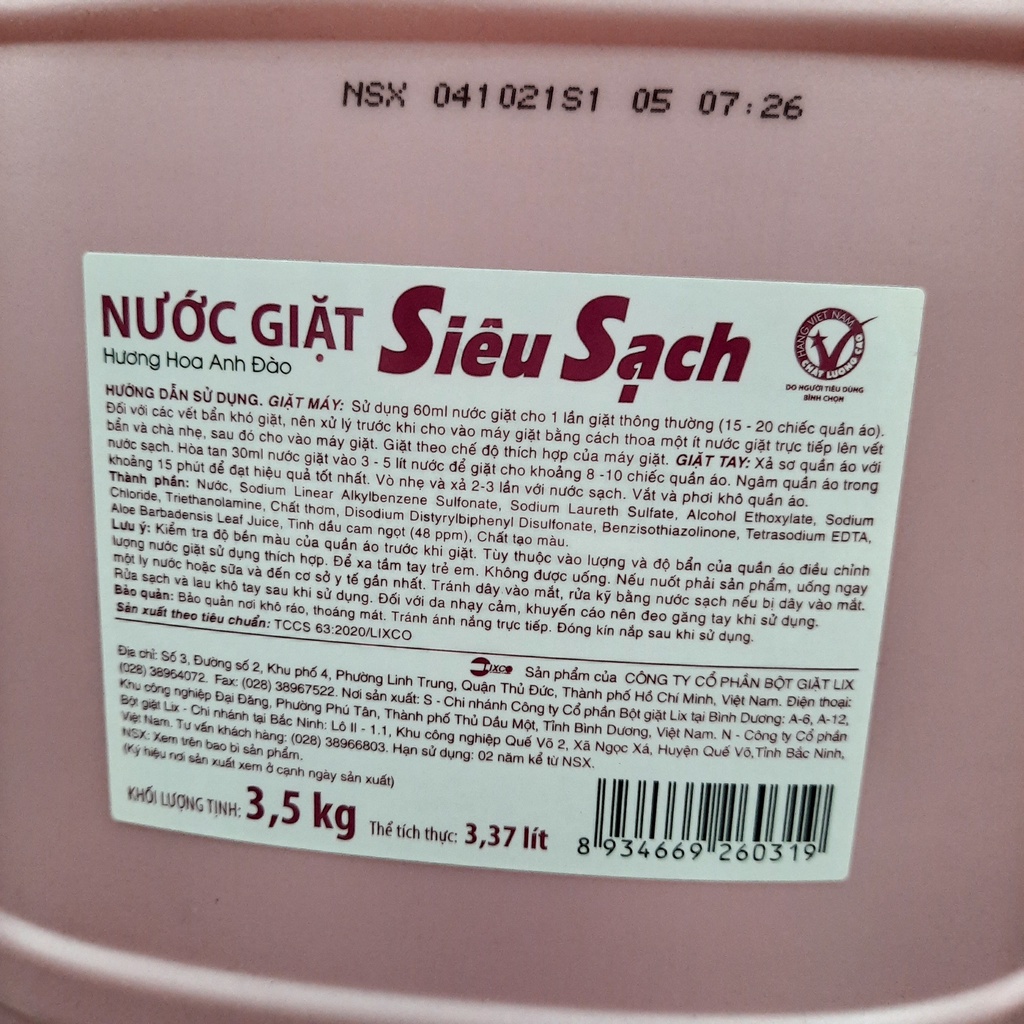 Nước giặt Lix hương Hoa Anh Đào 3.5kg - Siêu sạch Quần Áo