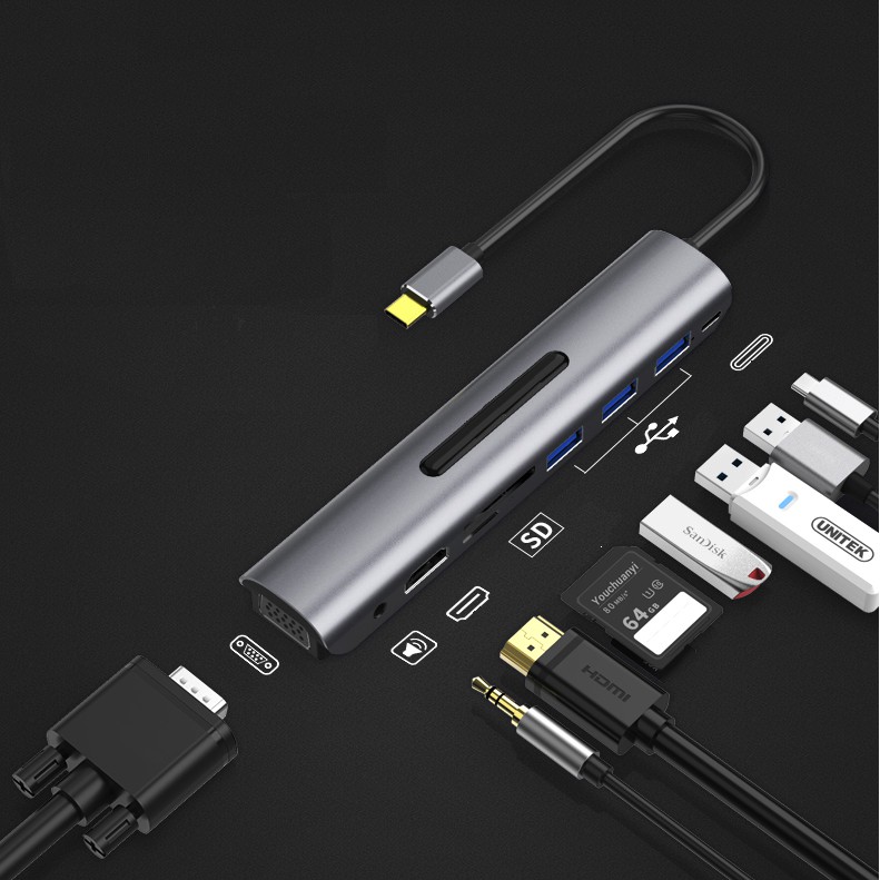 Hub USB type C - 9 in1 - Màu Ngẫu Nhiên