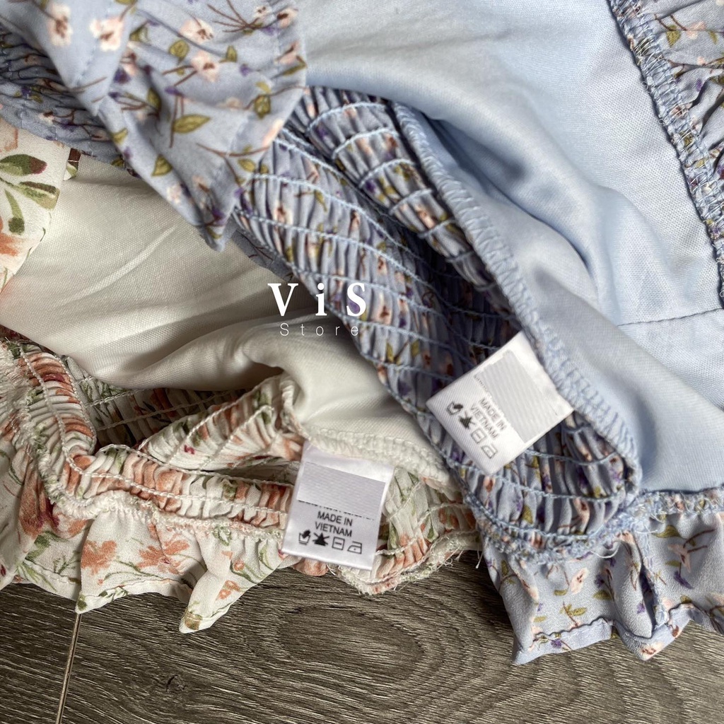 Đầm hai dây nữ hoa nhí smocking