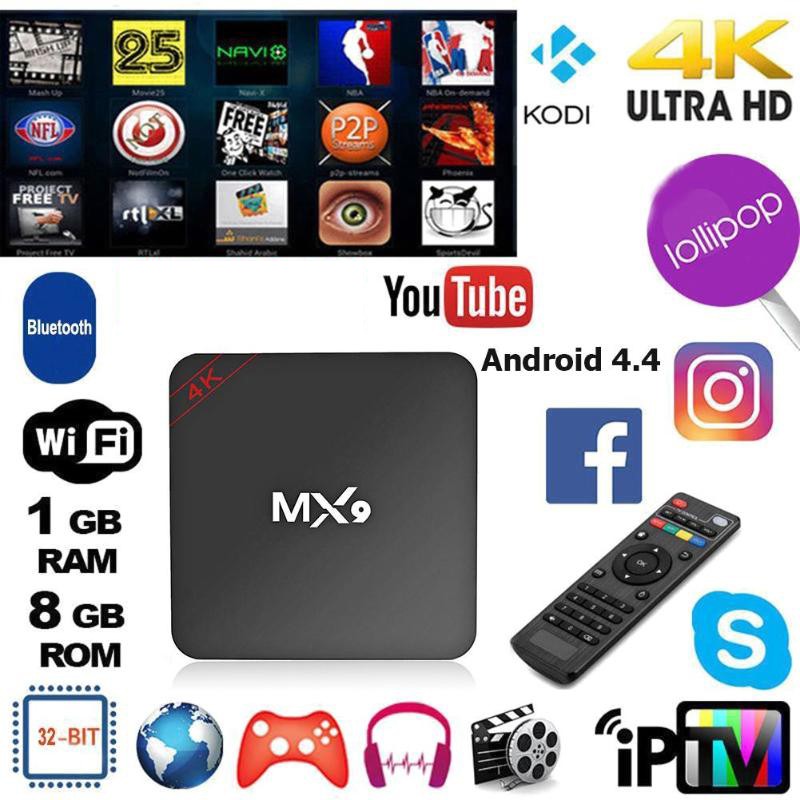 Bộ Thiết Bị Chuyển Đổi Tv Thường Thành Smart Tv Mx9 4k Quad Core 1gb Ram 8gb Rom Android 4.4 Tv Box 2.0 Hd Hdmi Sd