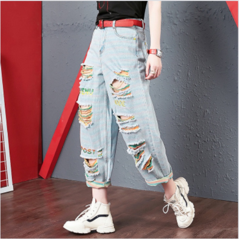 Quần Lửng Ống Rộng Thêu Họa Tiết Thời Trang Dành Cho Nữ