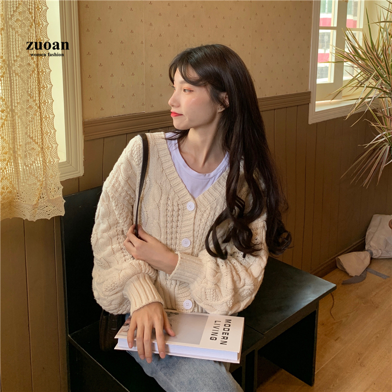 SUXI Áo khoác Cardigan tay dài kiểu dáng thời trang phong cách Hàn Quốc