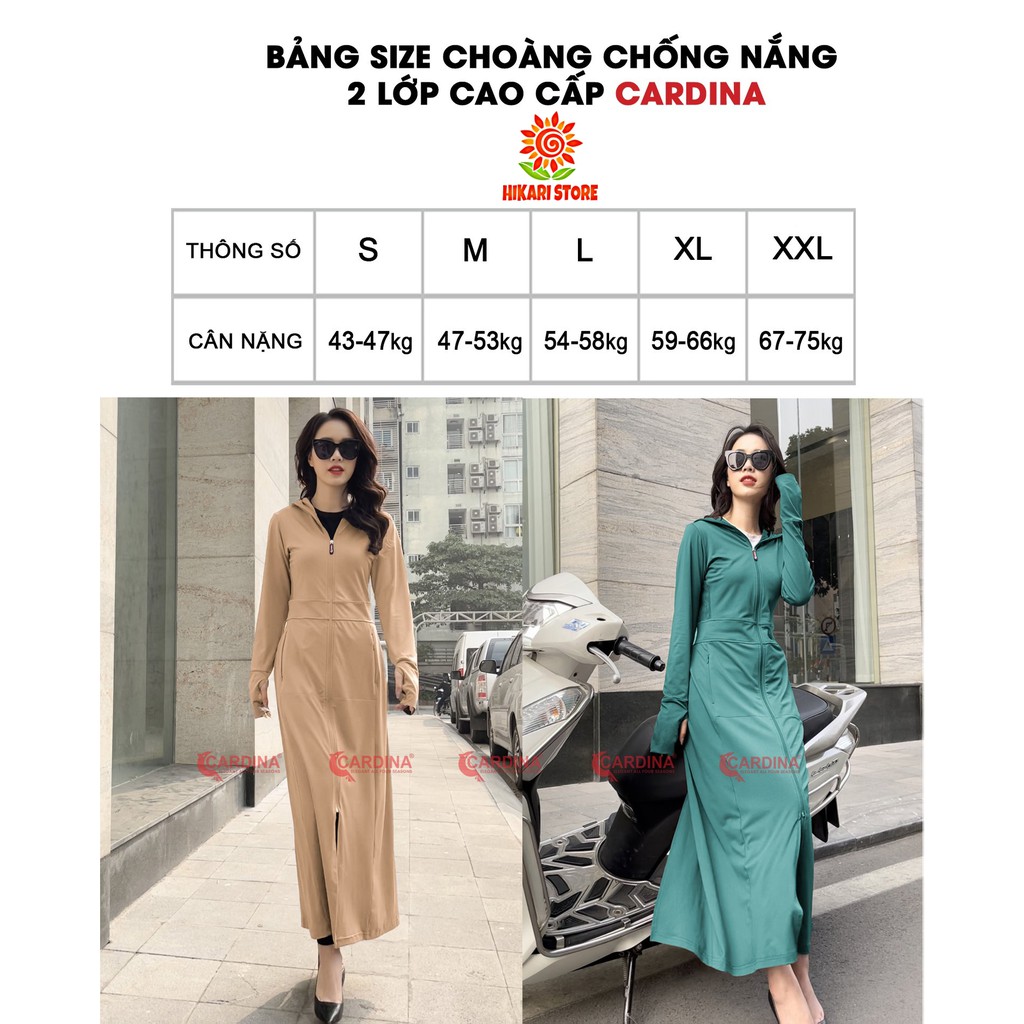 Áo Chống Nắng Nữ Toàn Thân Cardina Nhật Bản 2021 - Vải thun lạnh làm mát, chống tia UV, lưới tản nhiệt, kèm khẩu trang | BigBuy360 - bigbuy360.vn