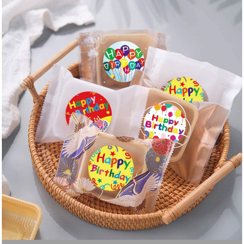 Cuộn 500 sticker Happy birthday nhãn dán chúc mừng sinh nhật