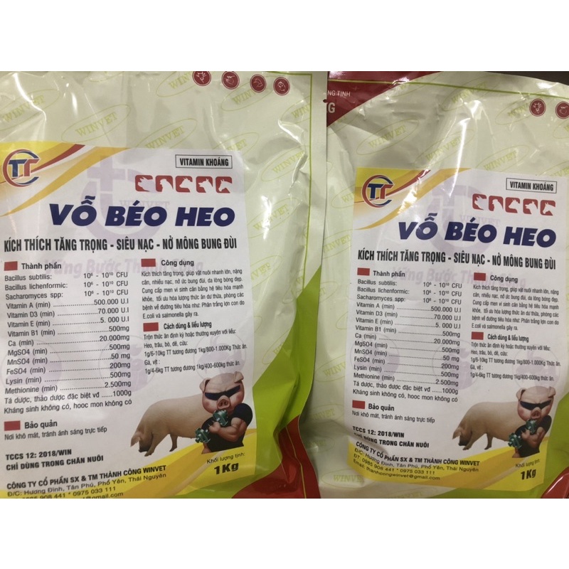 [1 KG VỖ BÉO HEO, lợn] hay ăn chóng lớn, bung mông, nở vai