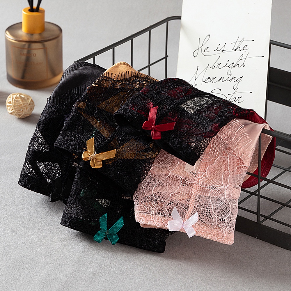 Quần Lót Cotton Mềm Không Đường May Viền Ren Lưng Thấp Quyến Rũ Chất Lượng Cao Cho Nữ