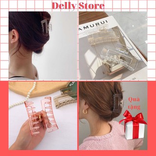 Kẹp tóc đính đá,nơ kẹp tóc Delly thời trang Hàn Quốc 8x5 cm thiết kế đơn giản nhiều màu